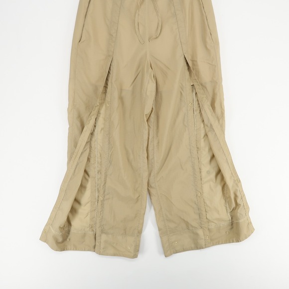 Lululemon Wide Snap Leg Pants Womens Small Beige Recycled Nylon Athleisure - Picture 9 of 12